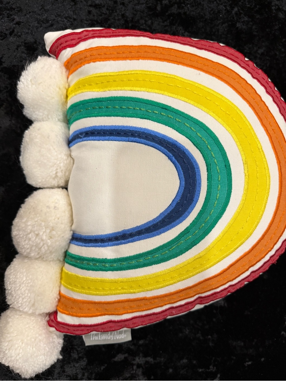 Crate&Barrel Land of Nod Throw Pillow Rainbow Pom Pom’s Nursery 12x15